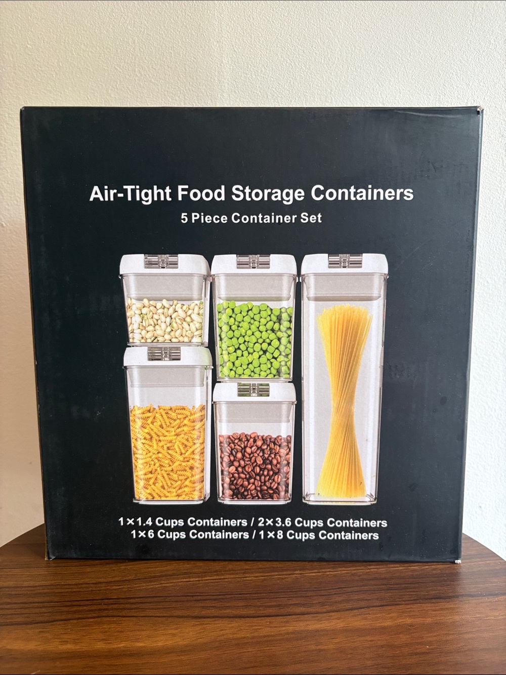 Air-Tight Food Storage Containers Set with White Lids - 5 Piece